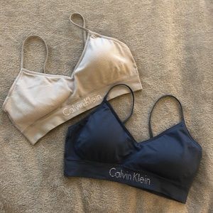 Calvin Klein Bra Set. Size L. Navy + Grey Stripe.